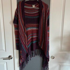 Billabong Bohemian Poncho-Style Tasseled Sweater
